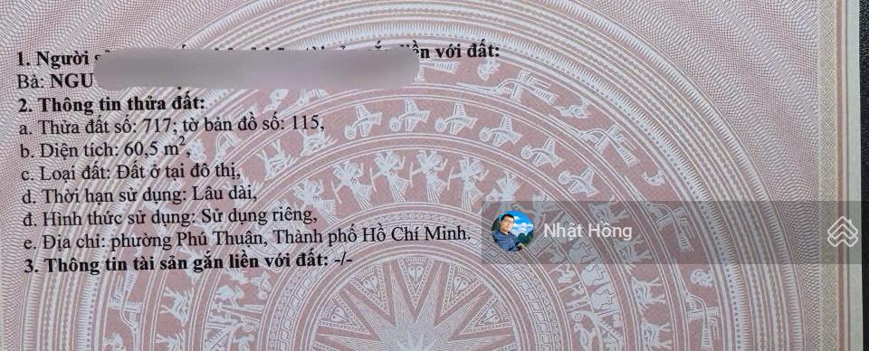 Bán lô đất 5x12m đường nhựa 8m khu hoàng quốc việt phú mỹ quận 7