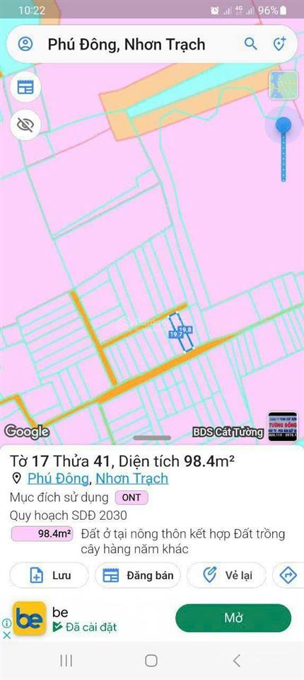 Cần bán đất nông nghiệp 1.387m2 xã phước khánh, nhơn trạch, đồng nai