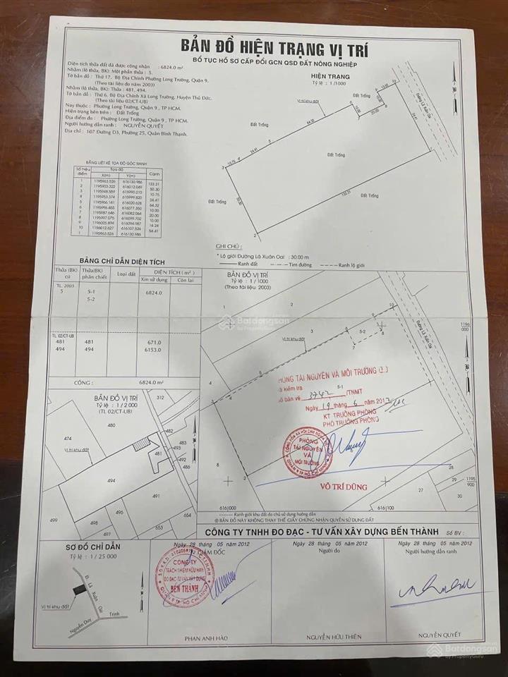 Chính chủ bán 7000m2 tmdv xây cao tầng.măt tiền đường lã xuân oai. p long trường q9. giá 33 triêu/m