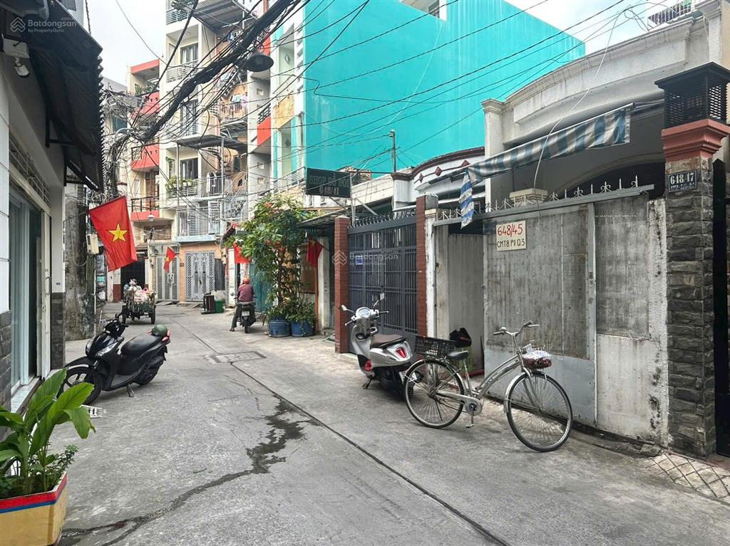Hẻm 7 m cách mạng tháng 8, quận 3. dt 58 m2, 1 trệt, lửng, 1 lầu, 3 pn, giá 9.2 tỷ tl