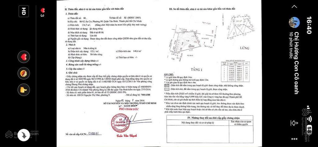 Hẻm xe hơi 6m âu cơ, phường 9, tân bình. dt 13x11m. dtcn 135m², giá 9.9 tỷ.  0909 505 ***