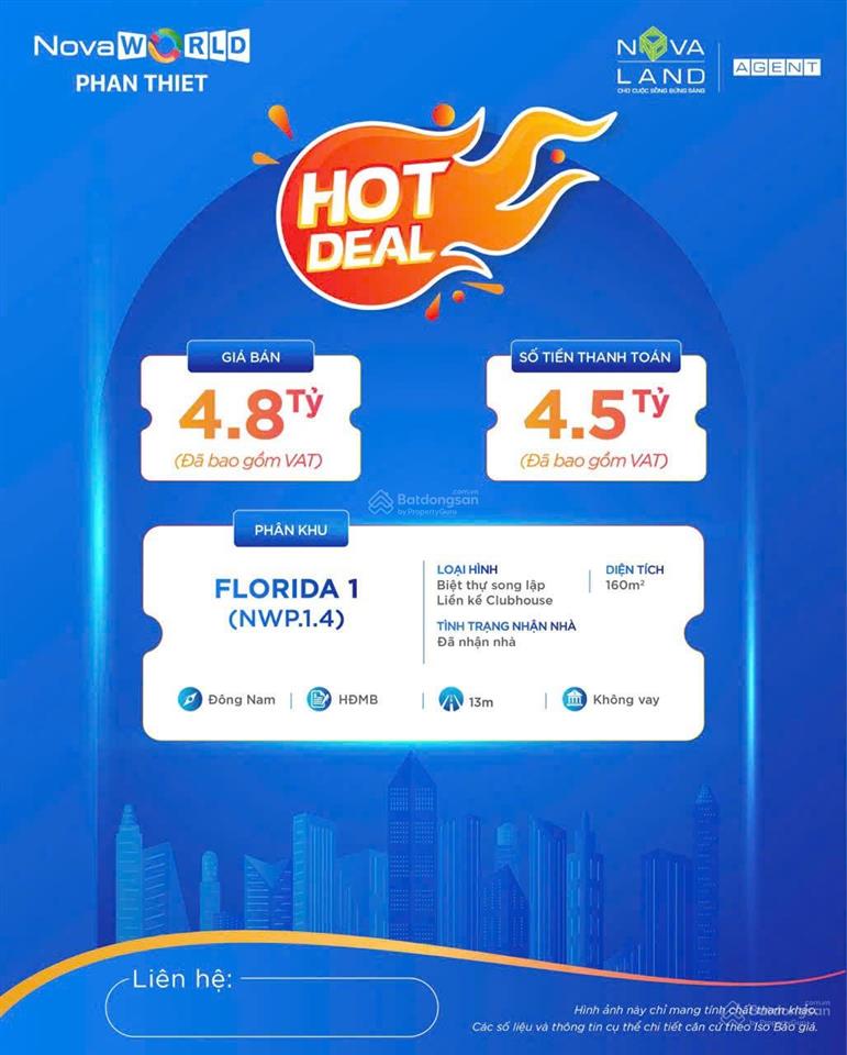 Bán nhà biệt thự song lập novaworld phan thiết 8x20m, full hết giá 4,750 tỷ