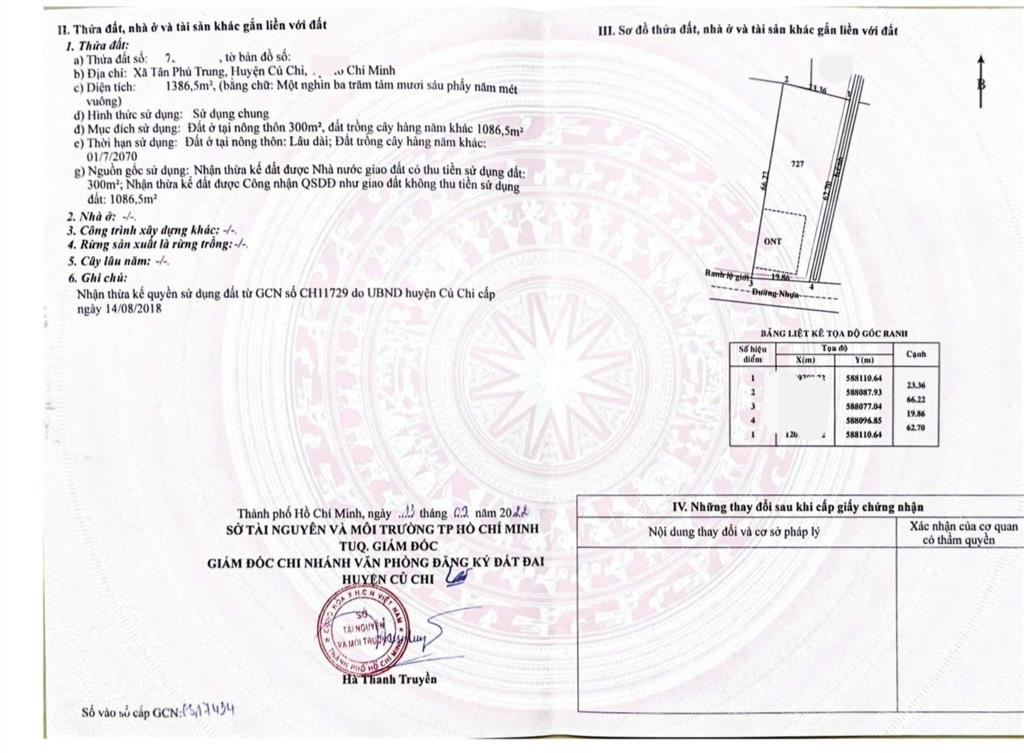 Bán gấp 1400m2 đất bệnh viện xuyên á. sát vinhomes hóc môn. sẵn 300m2 thổ cư. cách chợ chiều 400m