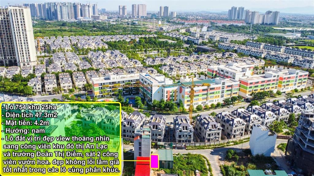 Chỉ 8,x tỷ sở hữu ngay lô đất 48m² hướng nam sát kđt an lạc đường 11m, 2 vỉa hè rộng thênh thang