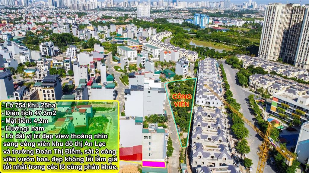Chỉ 8,x tỷ sở hữu ngay lô đất 48m² hướng nam sát kđt an lạc đường 11m, 2 vỉa hè rộng thênh thang