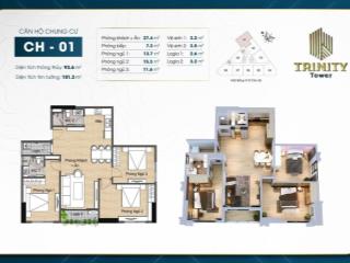 Chính chủ bán căn 3n căn góc 93,6m² view 2 hồ , giá 8,7 tỷ full đồ dự án trinity   0916 411 ***