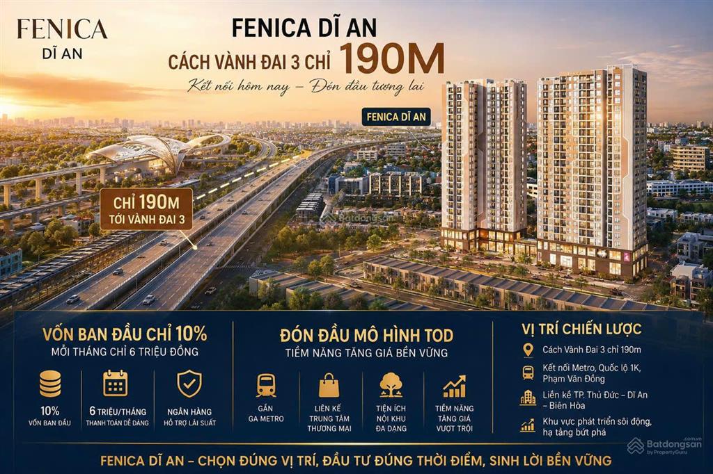 Căn hộ fenica ngay vòng xoay an phú, dĩ an. giá 1,79 tỷ/căn. tt 179tr ký hđmb. góp mỗi tháng 6tr