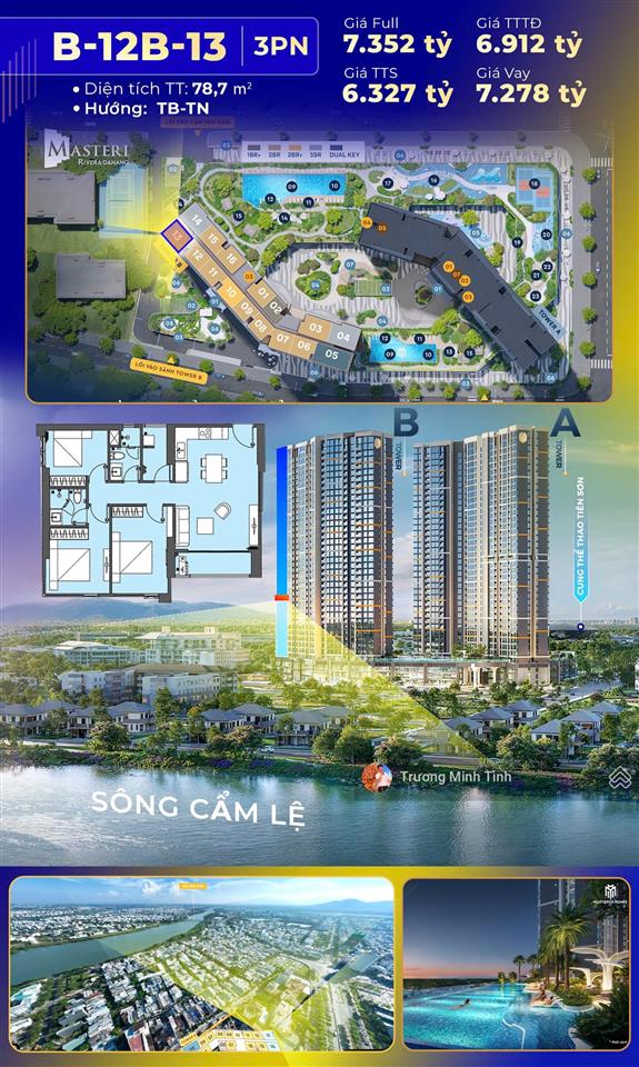 Siêu hót căn 3pn masterise homes hải châu đà nẵng giá chỉ 6.3 tỷ. quý khách chốt sớm ạ. dt 78,7 m2