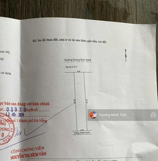Chính chủ gửi đường dương đình nghệ, khu du lịch sầm uất, cách biển vài phút đi bộ, dt  225 m²