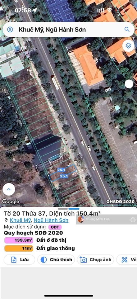 Bán đất mặt tiền võ nguyên giáp đối diện furama resort đà nẵng, dt 153m2 ngang 6m chính chủ