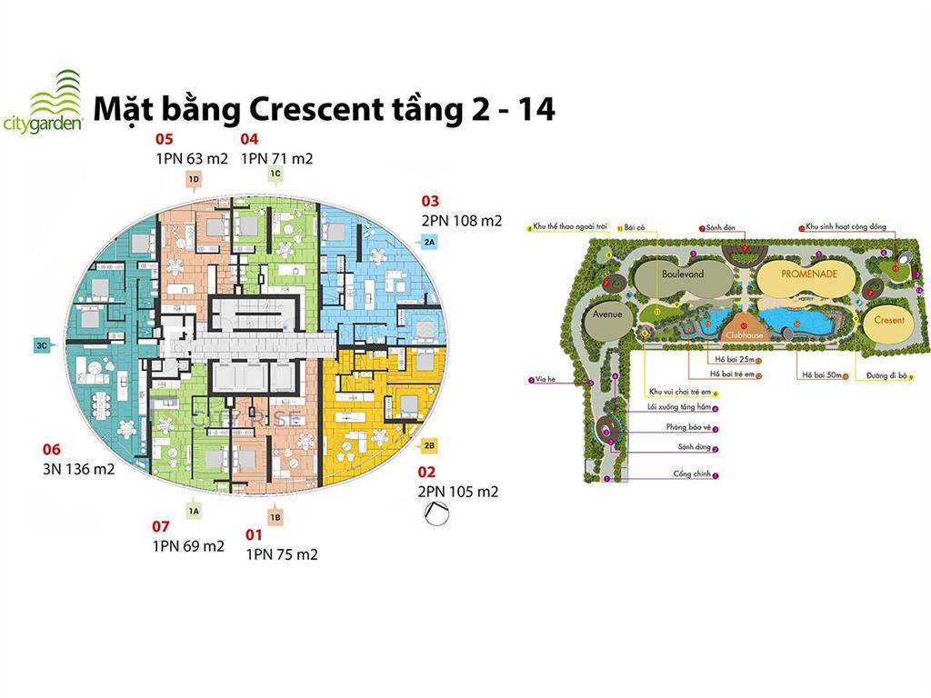 Căn hộ bán tại city garden gồm 1 phòng ngủ tầng trung view đẹp với diện tích 69m2