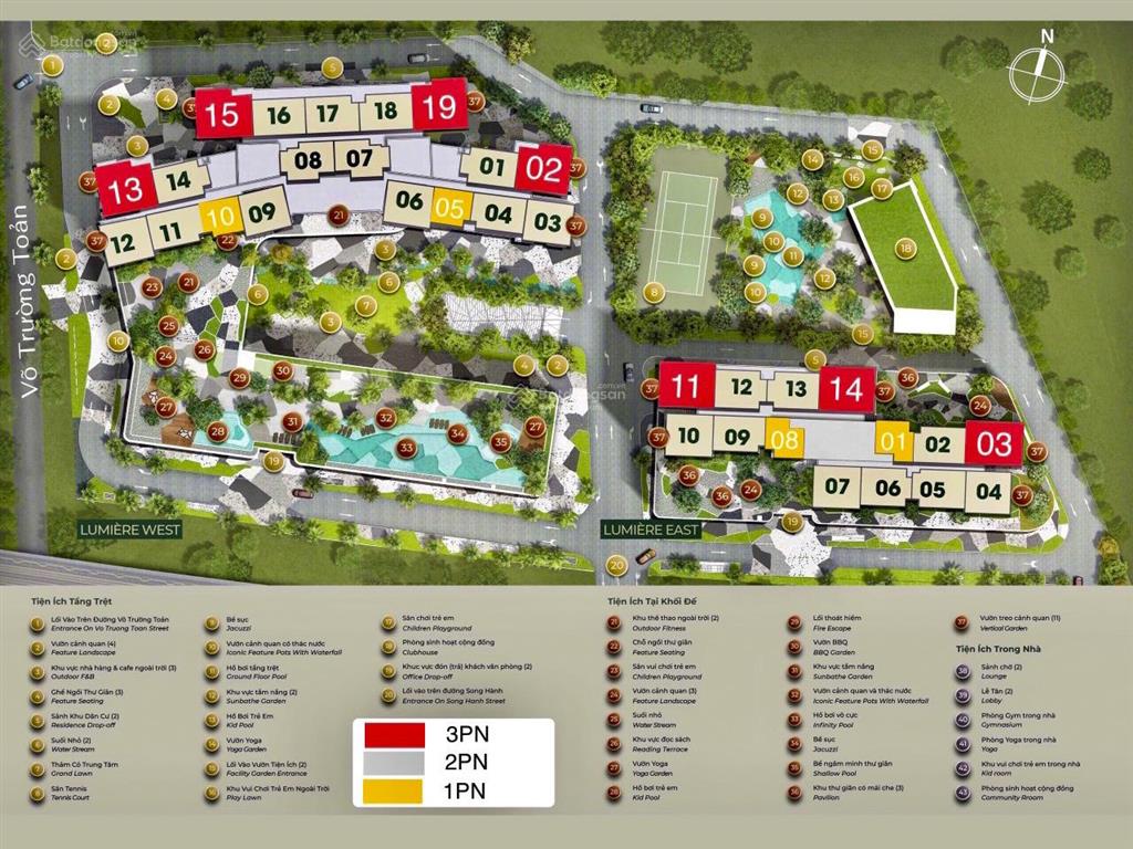 Căn hộ bán tại lumiere riverside gồm 3 phòng ngủ tầng trung view sông với diện tích 95m2