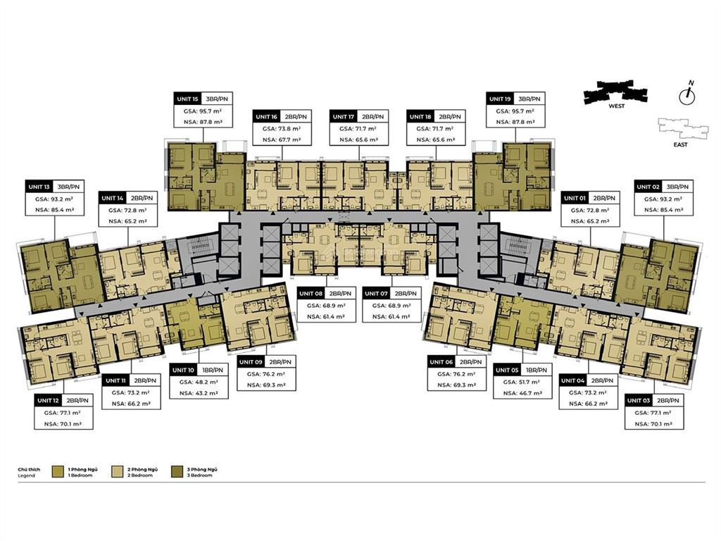 Căn hộ bán tại lumiere riverside gồm 3 phòng ngủ tầng trung view sông với diện tích 95m2