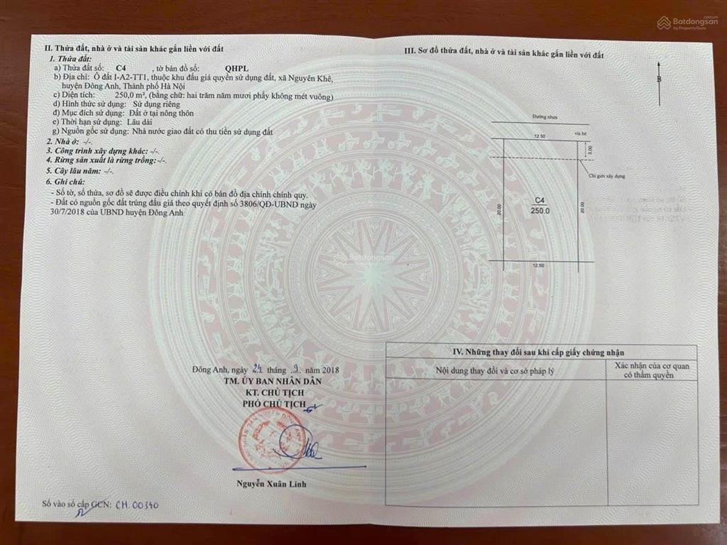 Đất khu biệt thự nguyên khê/đông anh . trung tâm hành chính xã phúc thịnh. giá tốt nhất khu vực