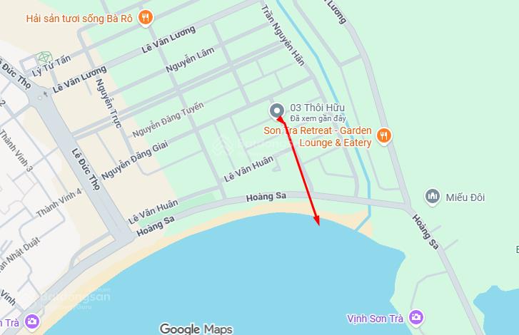 Bán lô đất 2 mặt tiền đường dương thạc thông thẳng ra biển khu đầu tuyến sơn trà