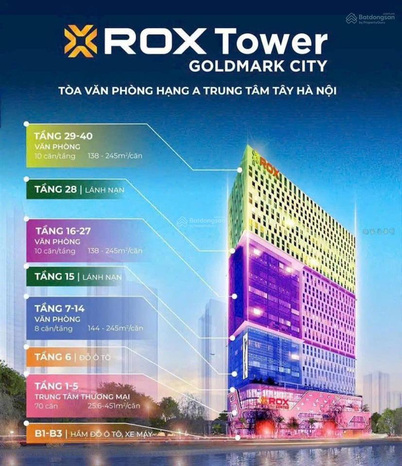 Rox tower văn phòng hạng a chỉ từ 5x tr/m² goldmark city