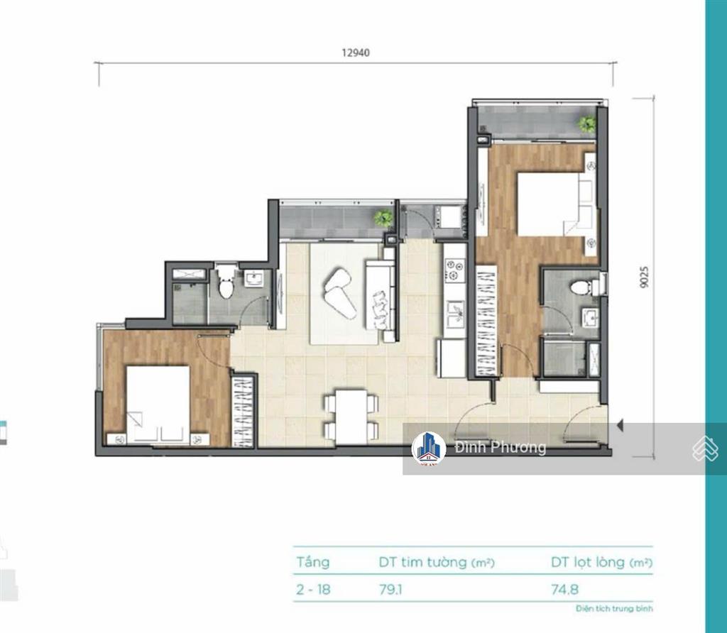 Cho thuê căn góc diện tích lớn tại d'lusso nguyễn thị định, hcm. dt80m2, 2pn giá 15tr. trống sẵn