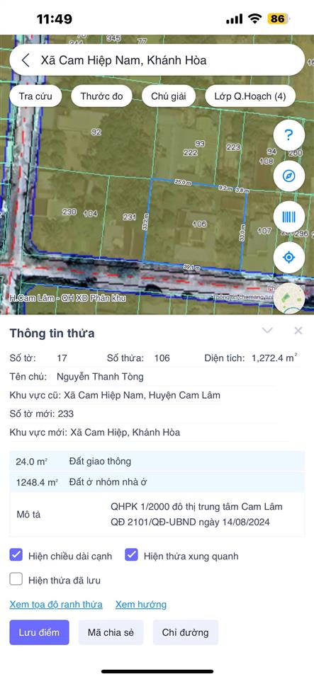 Cần bán lô đất giữ lại đô thị mới cam lâm, phù hợp tách thửa nhỏ giá đầu tư lợi nhuận cao