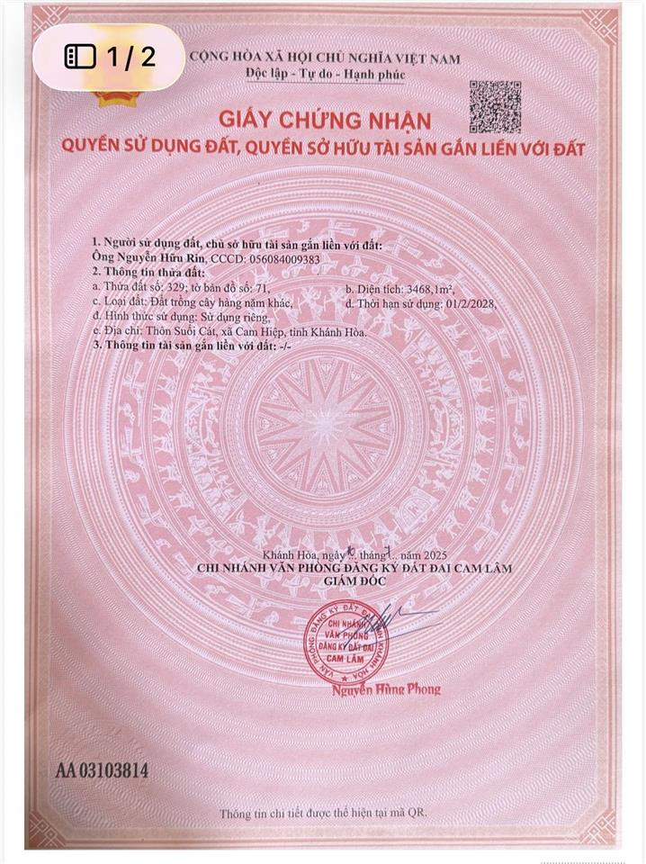 Bán đất giữ lại đô thị mới cam lâm, phù hợp tách lẻ từng lô nhỏ giá đầu tư
