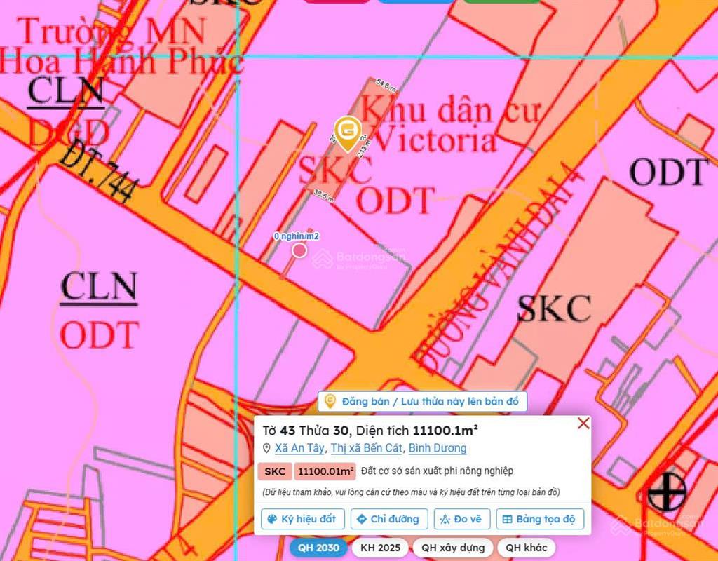 Đất mặt tiền đt 744, an tây, bến cát, bd. diện tích 11839m²