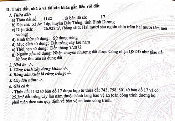 Bán đất lâu năm tại an lập, dầu tiếng, bình dương