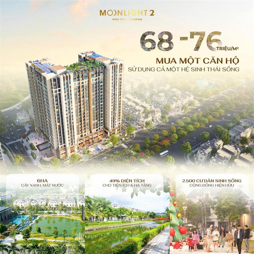 Nhỉnh 4 tỷ căn 2pn 67m² tại moonlight 2