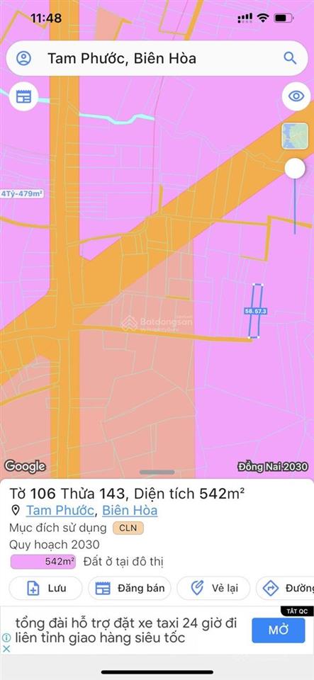 Kẹt vốn, bán nhanh lô đất 542m2 tại phường tam phước, biên hòa, đồng nai