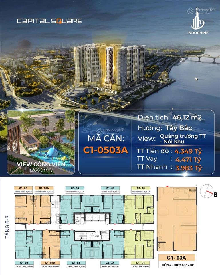 Chỉ từ 1,2 tỷ sở hữu ngay căn hộ ven sông hàn tại capital square đà nẵng. sở hữu lâu dài.