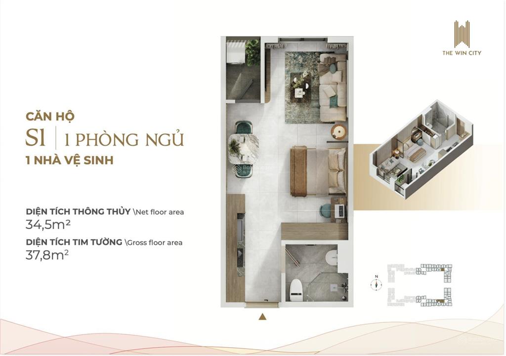 Cơ hội đầu tư & an cư giá tốt dự án the win  chỉ 1 tỷ 339 triệu (tặng full nội thất)