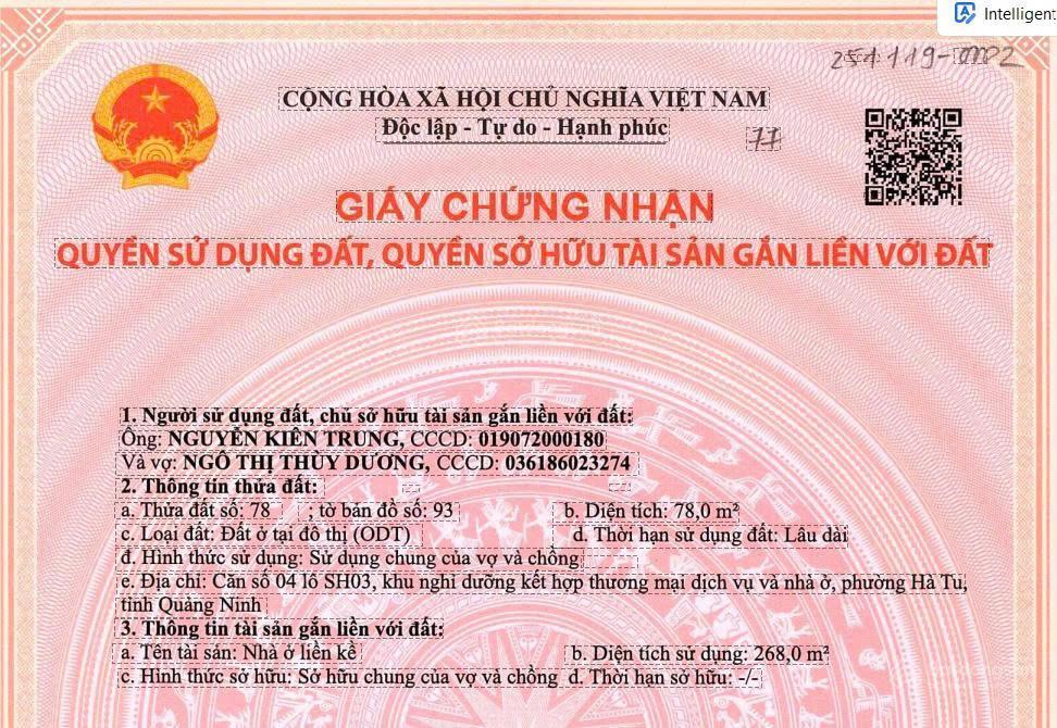 Chính chủ cần bán gấp căn nhà liền kề nằm ngay trên trục chính đắc địa nhất dự án khe cá.