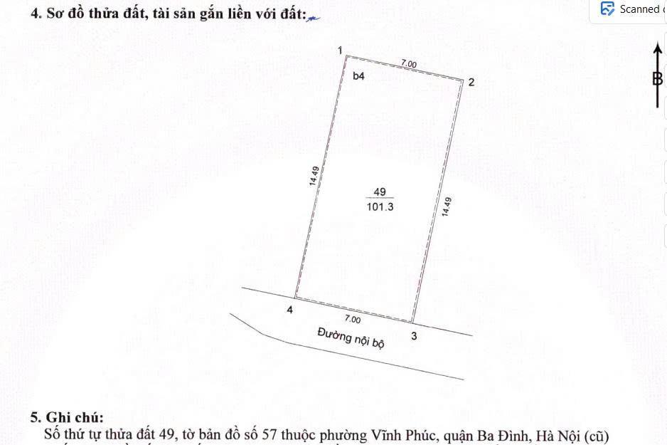 Cơ hội đầu tư lãi kép  bán nhà mặt phố đội nhân, ba đình 101.3m  mặt tiền 7m