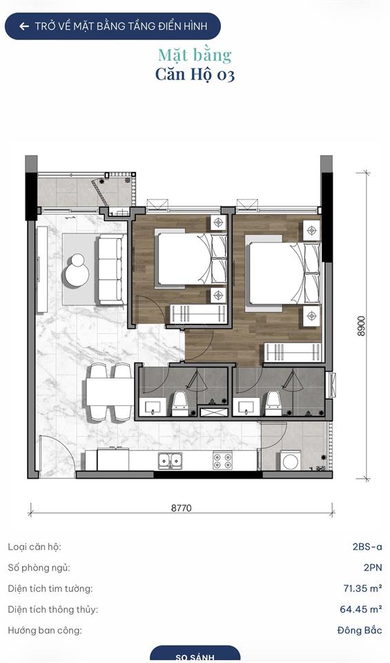 Căn hộ đẹp hiếm hoi còn sót lại  cụm đô thị 60ha sẽ hoàn thiện 2030 chỉ từ 7.362 tỷ85.2 m2