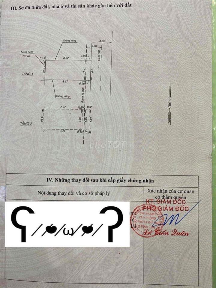 KO QUY HOẠCH - KO LỖI - 38m - 4.05 tỷ - XE HƠI - DƯƠNG BÁ TRẠC - 2Tầng