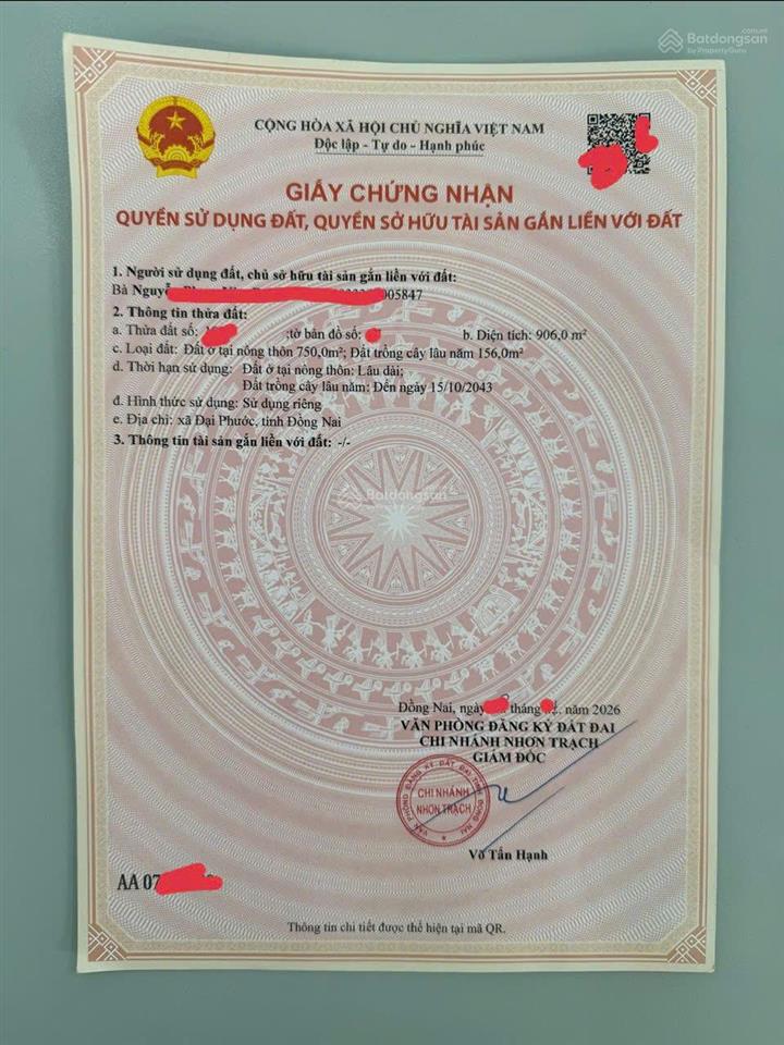 Bán đất full thổ giá tốt, mặt tiền đường thông thoáng, chính chủ rao bán
