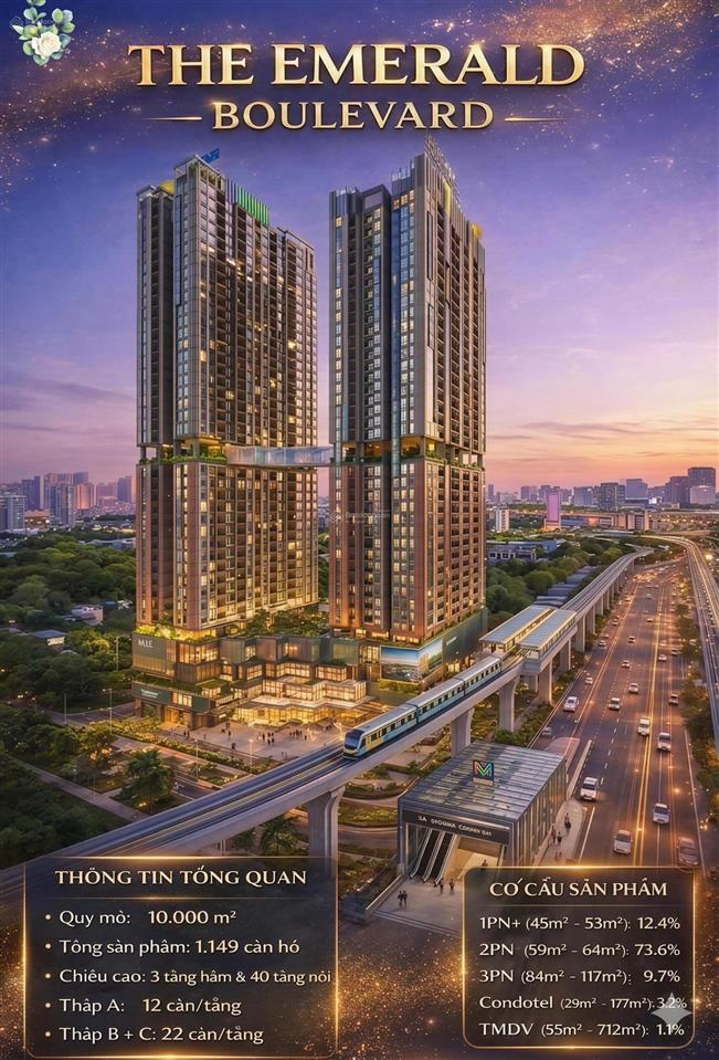 Vị trí đắc địa nhất ql13  căn hộ the emerald boulevard full nội thất 6xtr/m² | góp 50% trong 3 năm