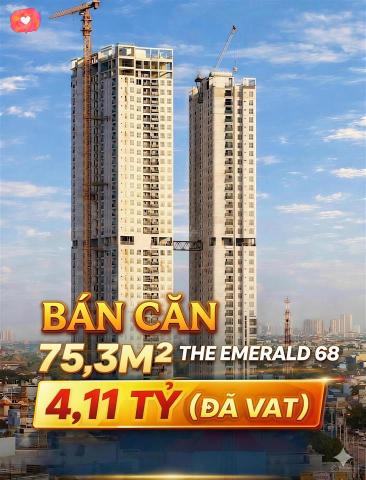 Bán thấp hơn giá hợp đồng  căn góc 2pn2wc 75,3m2 the emerald 68 | view sông sg, sông vĩnh bình