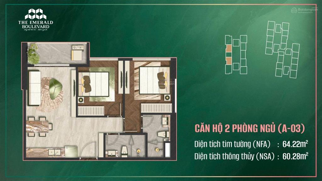 The emerald boulevard  căn hộ 2pn2wc full nội thất, gia dụng, trả góp nhẹ 30% trong gần 1.5 năm