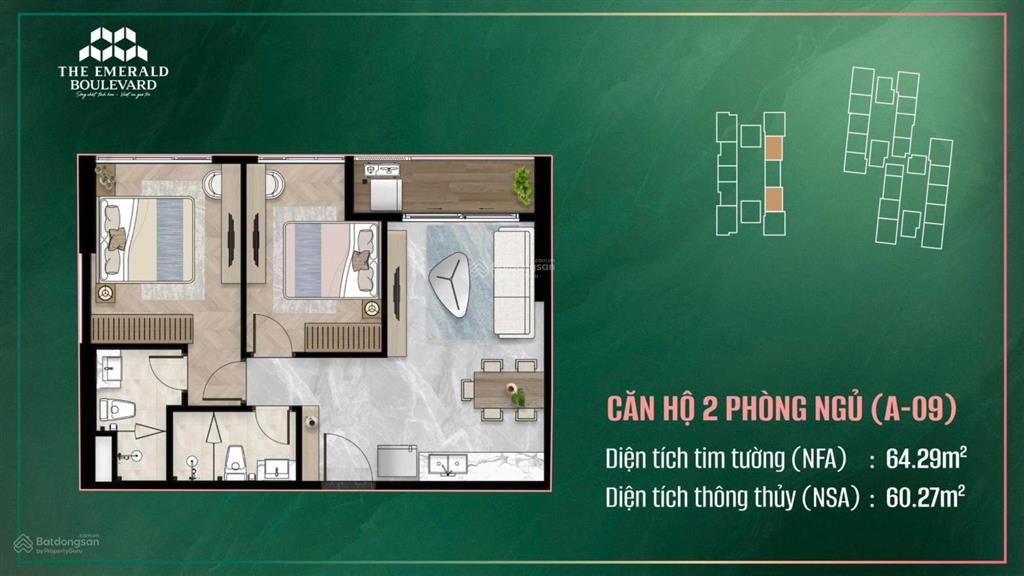 The emerald boulevard  căn hộ 2pn2wc full nội thất, gia dụng, trả góp nhẹ 30% trong gần 1.5 năm