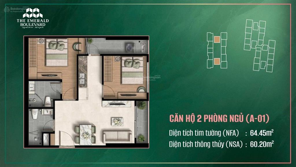 The emerald boulevard  căn hộ 2pn2wc full nội thất, gia dụng, trả góp nhẹ 30% trong gần 1.5 năm