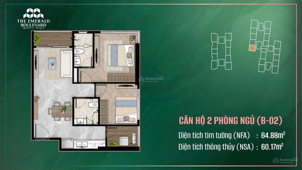 The emerald boulevard  căn hộ 2pn2wc full nội thất, gia dụng, trả góp nhẹ 30% trong gần 1.5 năm