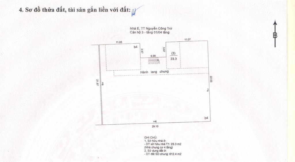 Chủ nhà bán căn hộ tầng 1, nhà e, tập thể nguyễn công trứ