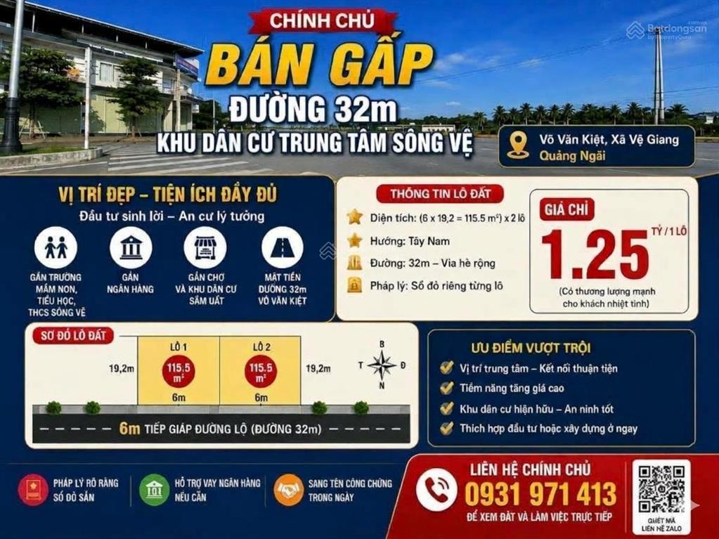 Chính chủ bán đất trung tâm tt sông vệ