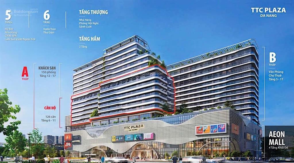 Căn nổi bật dự án ttc plaza studio cách sân bay 5 phút, bấm thang máy là xuống tttm aeon mall