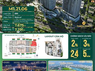 Căn 2pn the meridian đn 79m2 giá 7.29 tỷ view sông hàn downtown đà nẵng, ngắm pháo hoa ngay tại nhà