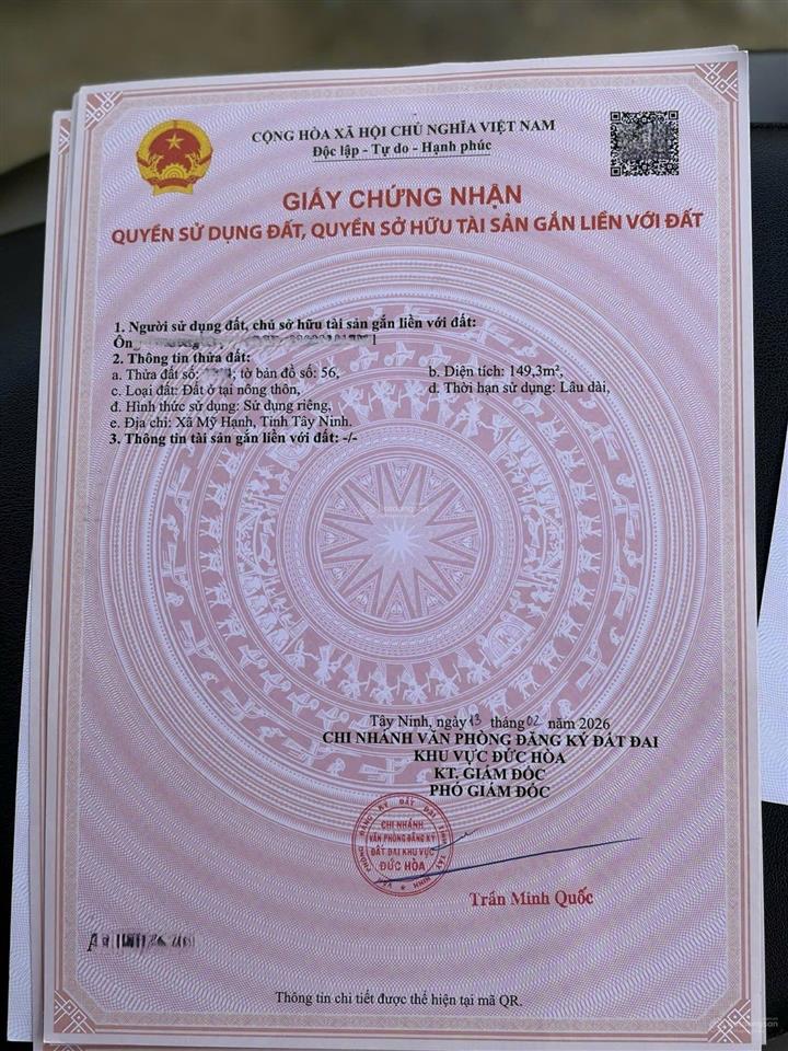 Đất 5 x 30m sát chợ mỹ hạnh nam. đường bê tông ôtô vào đất