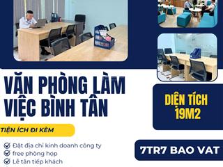 Văn phòng bình tân cho thuê 7tr7 bao vat có sẵn bàn ghế cho 8  10 nhân sự
