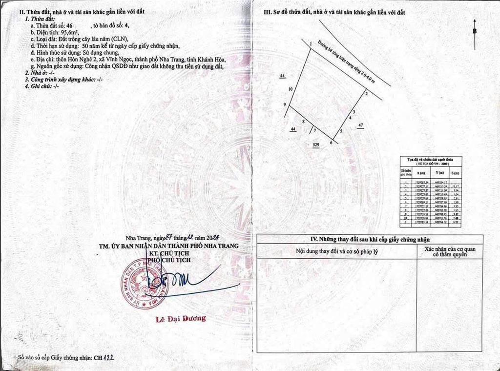 Bán đất đường mai thị dõng, hòn nghê dt 95,6m2 ngang 11m, kdc an ninh, sẵn sổ, giá 1,19 tỷ bớt lộc