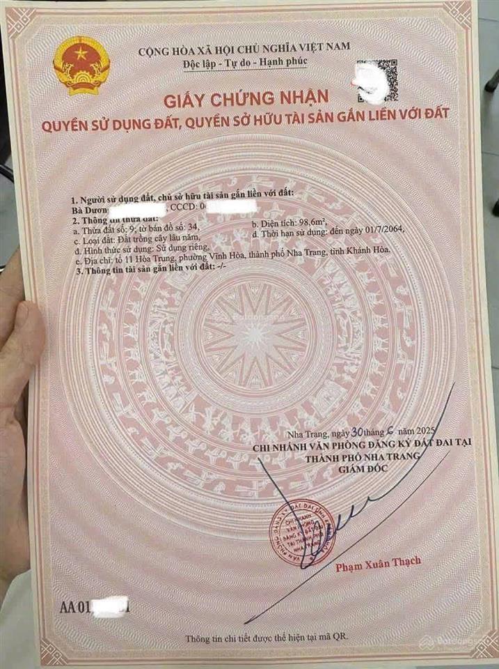 Bán nhanh lô đất gần chung cư bình phú  vĩnh hòa dt 98,6m2 ngang 5m, gần biển, giá 1 tỷ 298 triệu