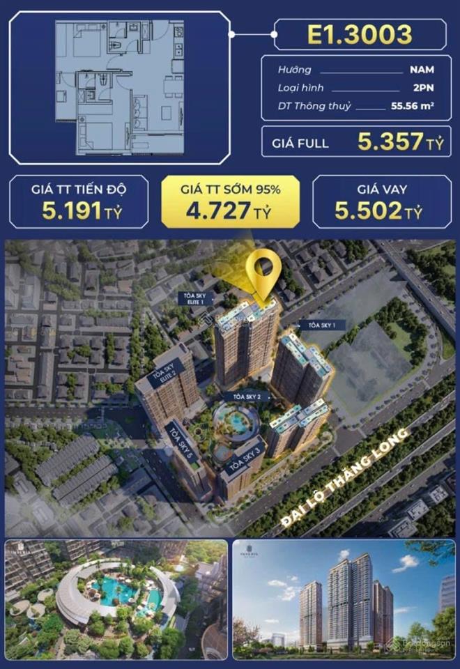 Tin nổi ko 4,376 tỷ imperia sky park 2 ngủ 53m² view nội khu số ít căn đầu tư tốt  0946 455 ***
