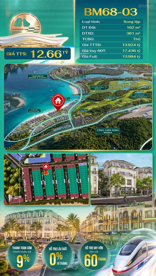 Cặp song lập bình minh sát biển rẻ nhát dự án 12,6 tỷ,dòng tiền 8%, sát công viên 5ha  0962 284 ***